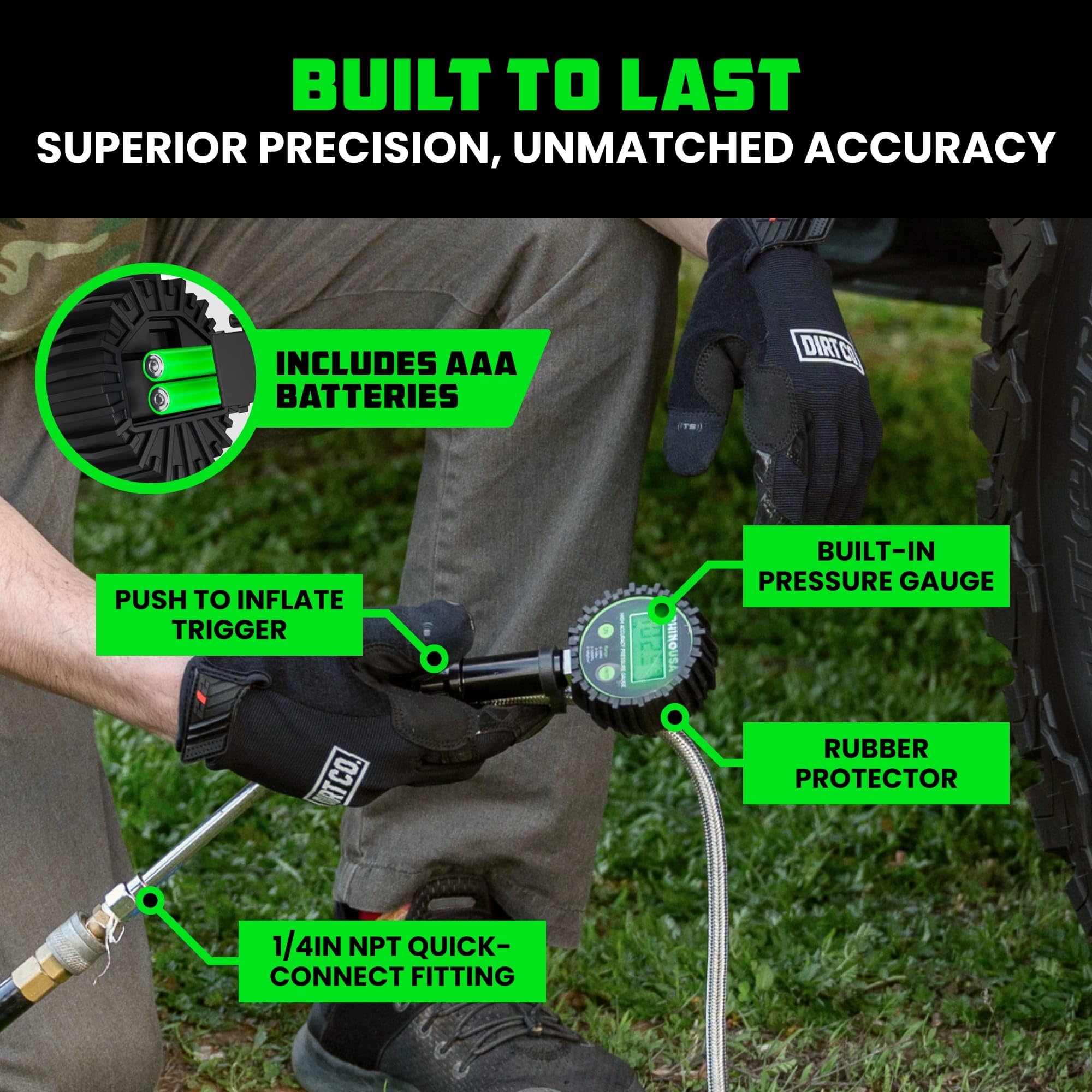 Locking chuck securely attaches to tires on cars, trucks, and RVs
