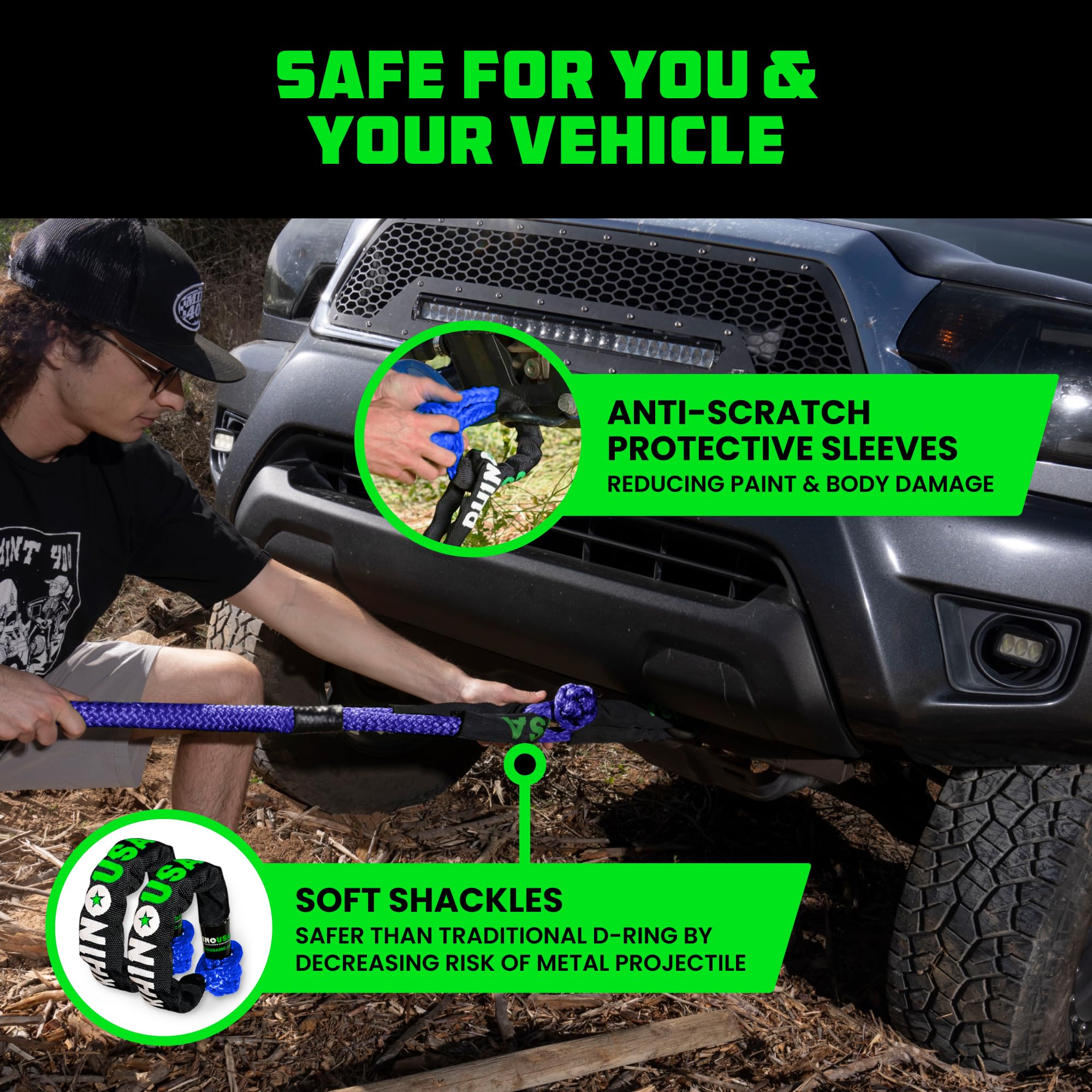 Rhino USA rope with 30,580 lb breaking strength enables controlled energy release