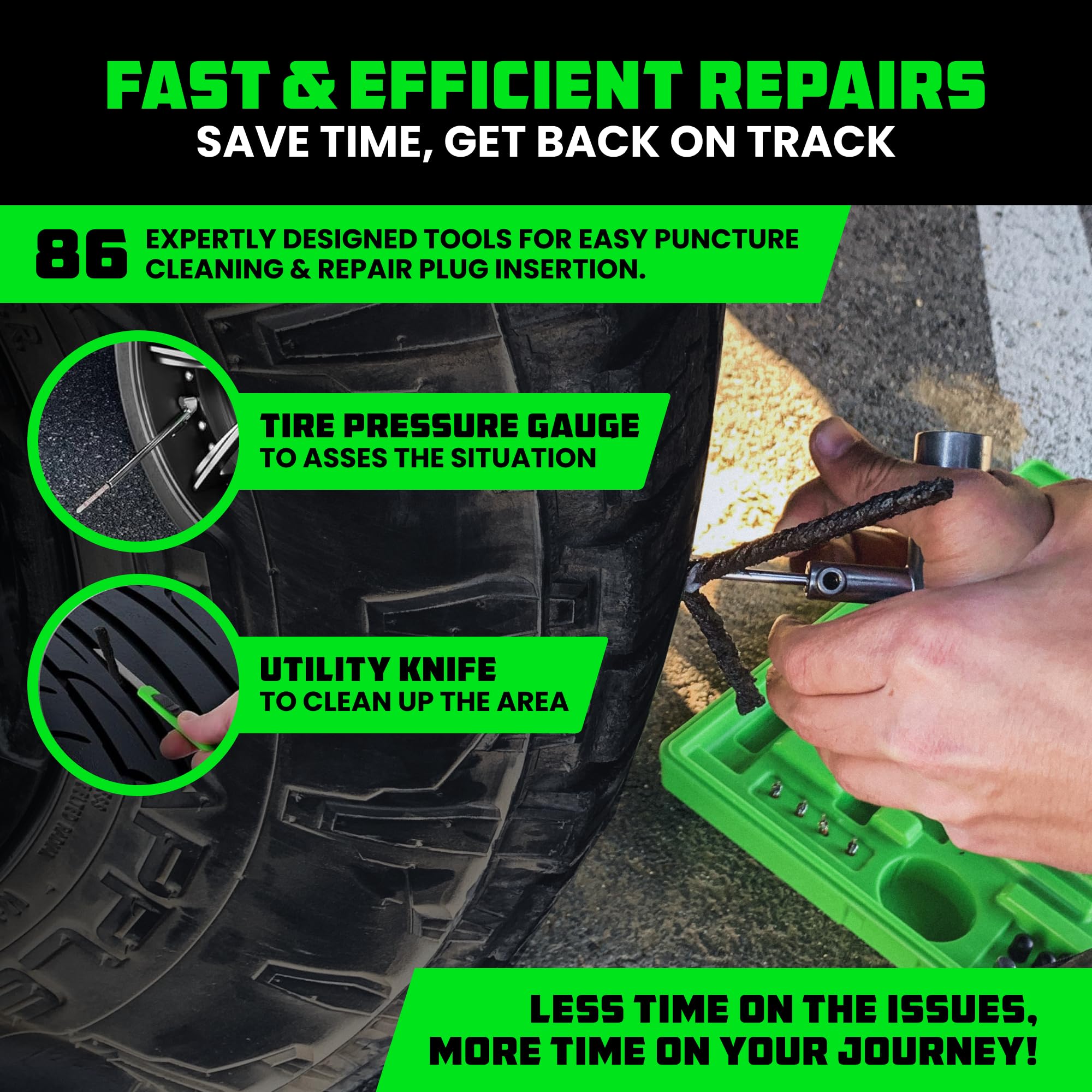 Rhino USA metal-handled reamer and plug insertion tool for fast puncture repair.