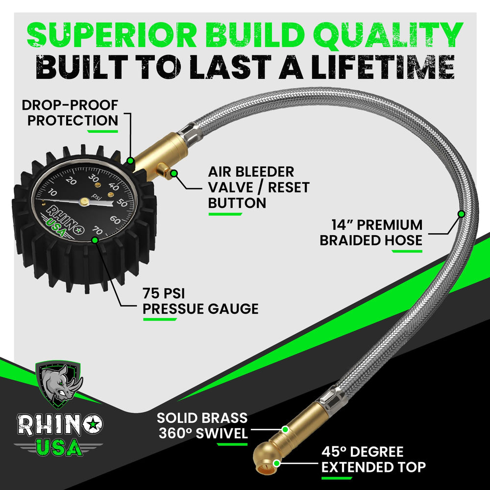 Rhino USA premium braided hose resists kinking for steady checks
