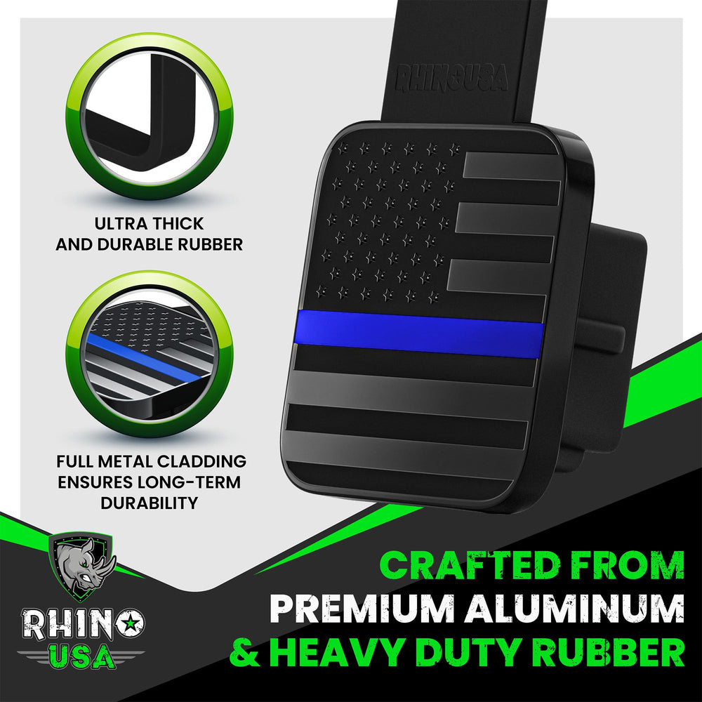 Rhino USA heavy-duty rubber hitch cover shields the receiver from dust and water.