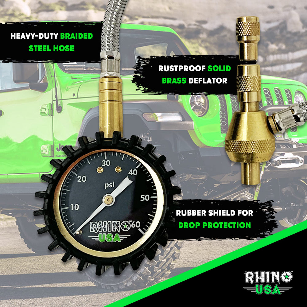 Rhino USA rapid tire deflators brass hardware for durable off-road use