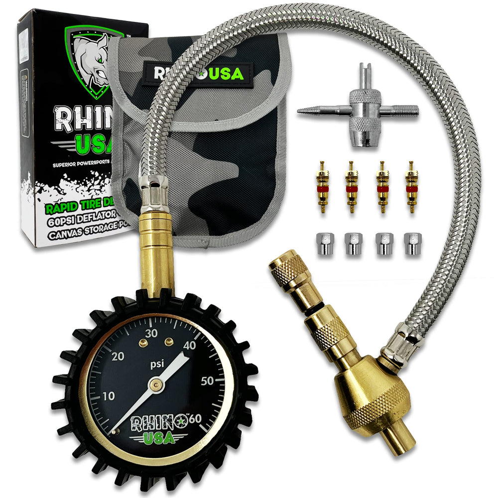 Rhino USA rapid tire deflators with large glow dial for quick PSI reading