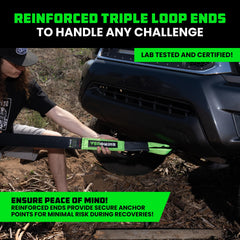 Rhino USA Recovery Tow Strap weather-resistant weave withstands rain and mud