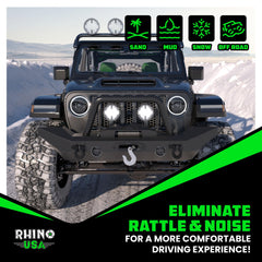 Rhino USA rubber isolator kit included to reduce noise and vibration during towing.