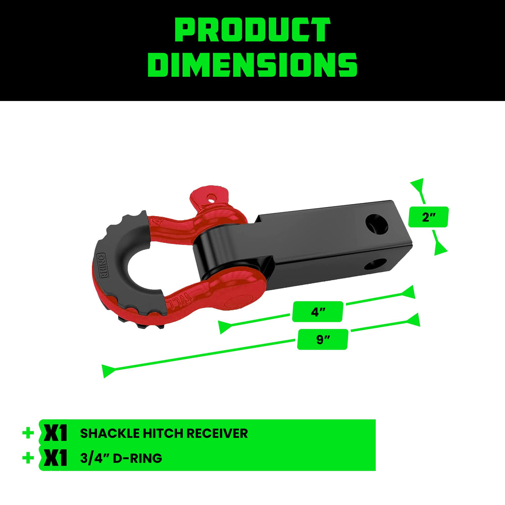 Rhino USA shackle hitch red accents highlight durable, bold towing hardware.