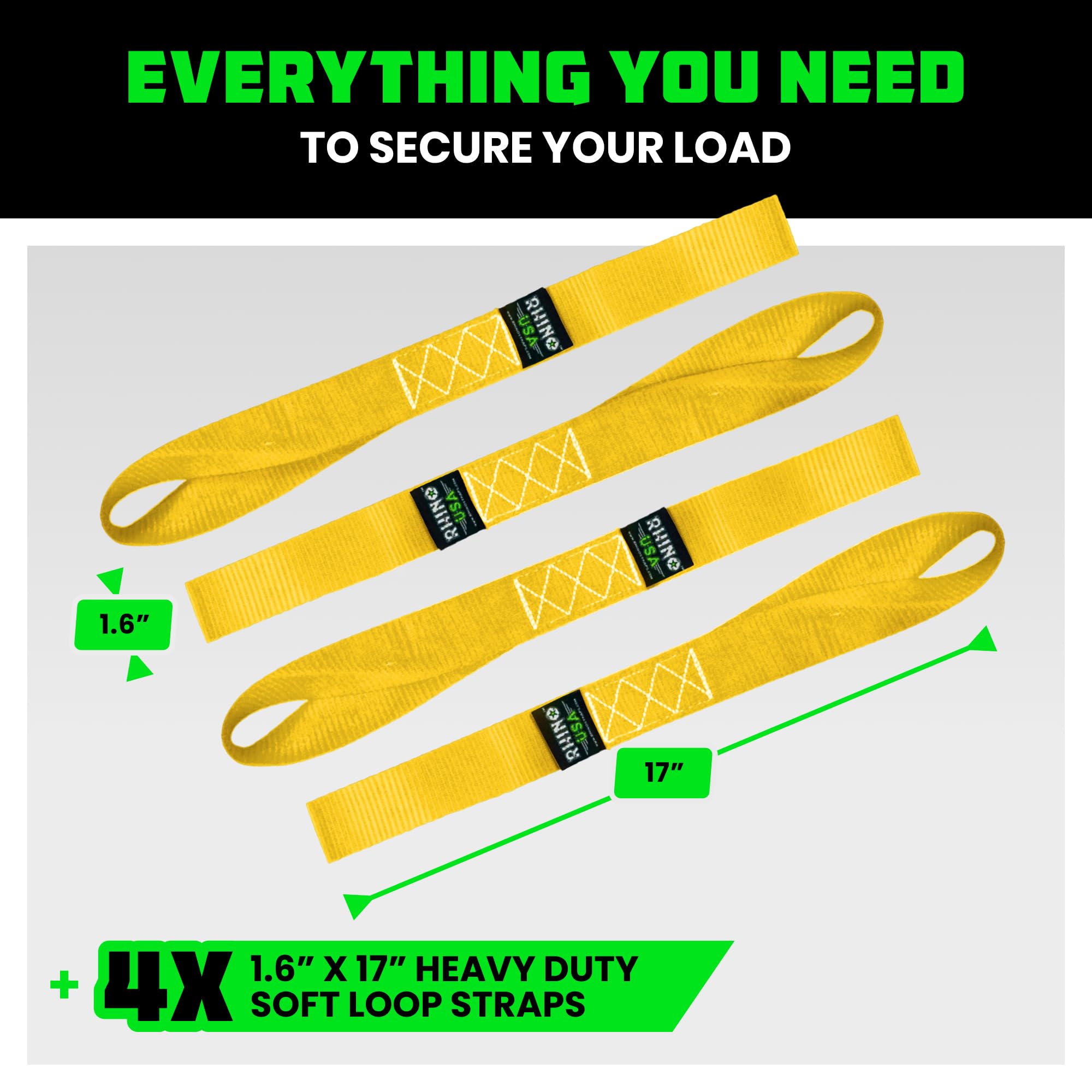 Rhino USA soft loop strap protects paint and chrome during transport.
