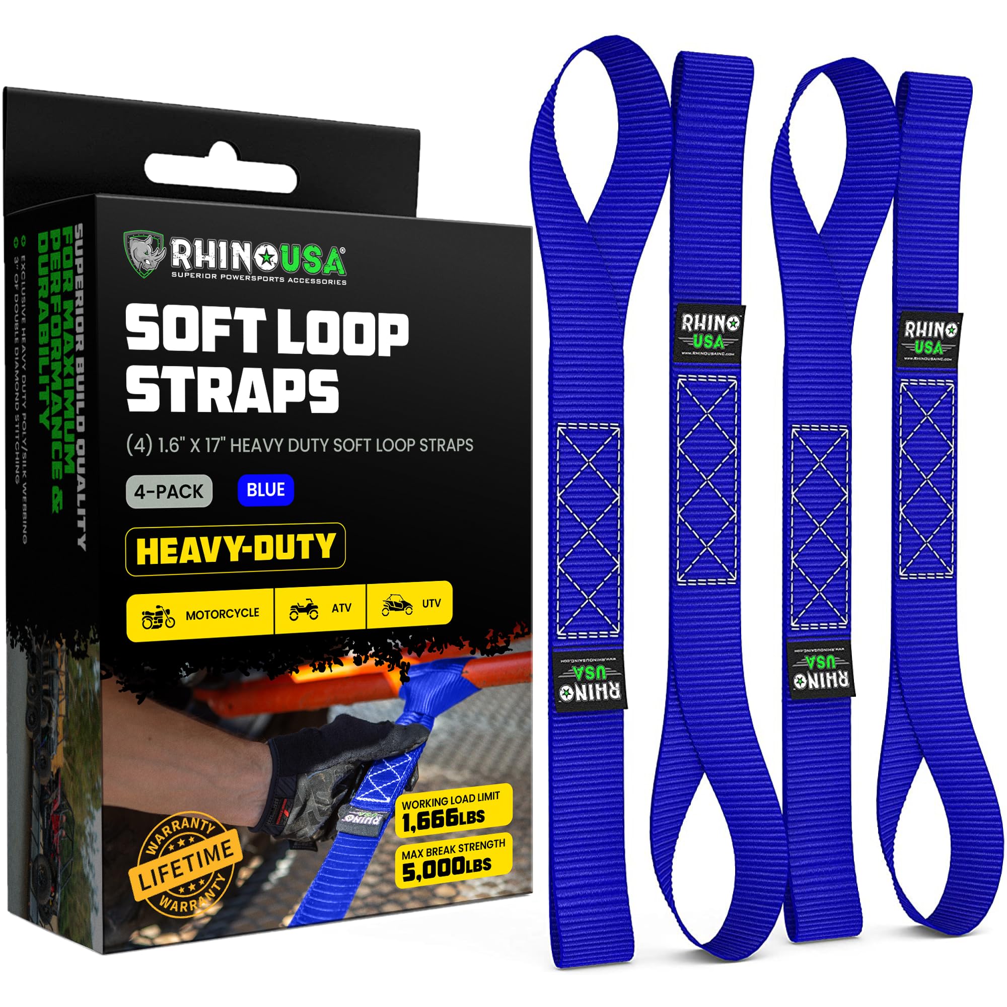 Rhino USA soft loop through anchor point secures your bike without paint scratches