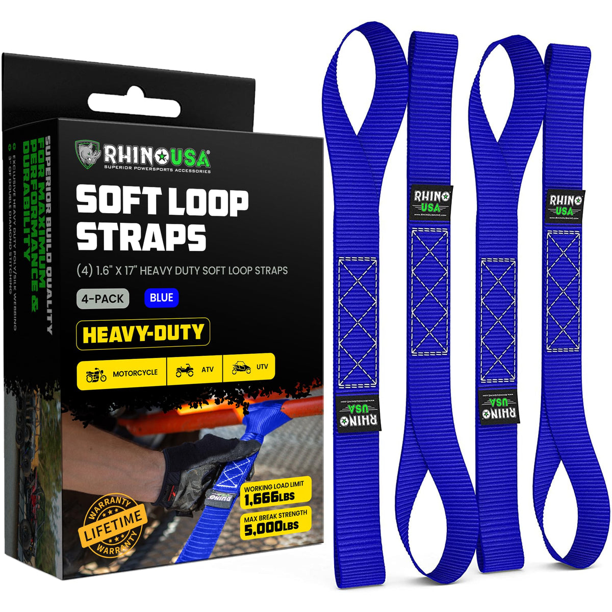 Rhino USA soft loop through anchor point secures your bike without paint scratches