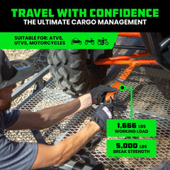 Rhino USA Soft Loop strapped to handlebars provides easy setup for heavy loads.
