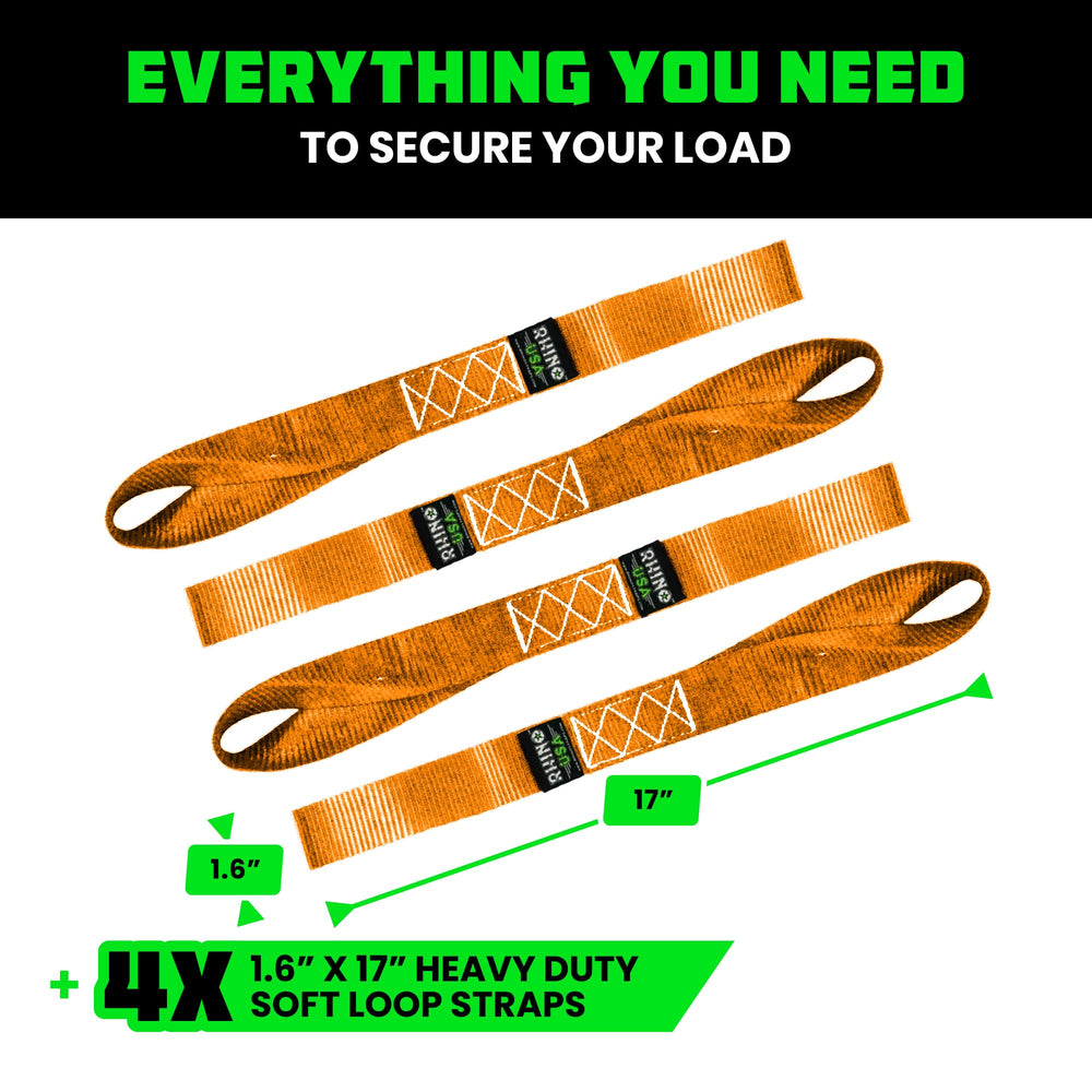 Rhino USA Soft Loop in 4-pack supports versatile transport across ATV/UTV/dirt bikes.