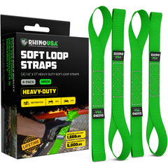 Rhino USA soft loop tie down secures motorcycle to trailer without paint damage.