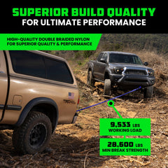 Rhino USA soft shackles 7/16 inch securely connected for offroad winching