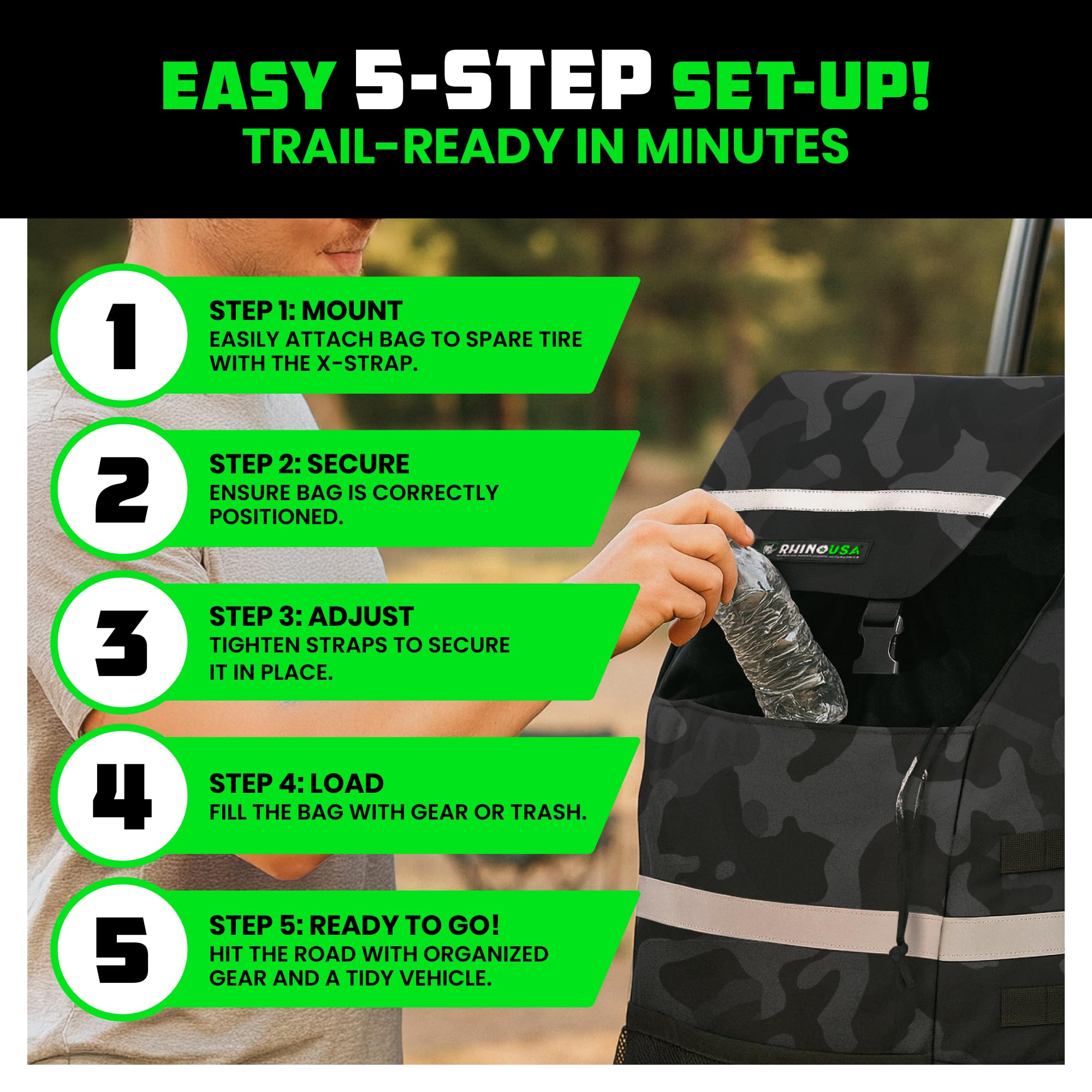 Rhino USA bag installed with the included X Strap for stability.