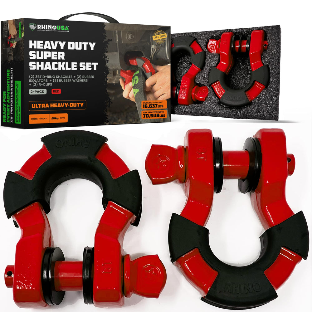 Rhino USA Super D Ring Shackles 2-Pack for heavy-duty recovery.