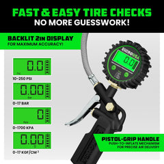 Rhino USA three-in-one air tool with gauge and bleed valve enables quick inflation.