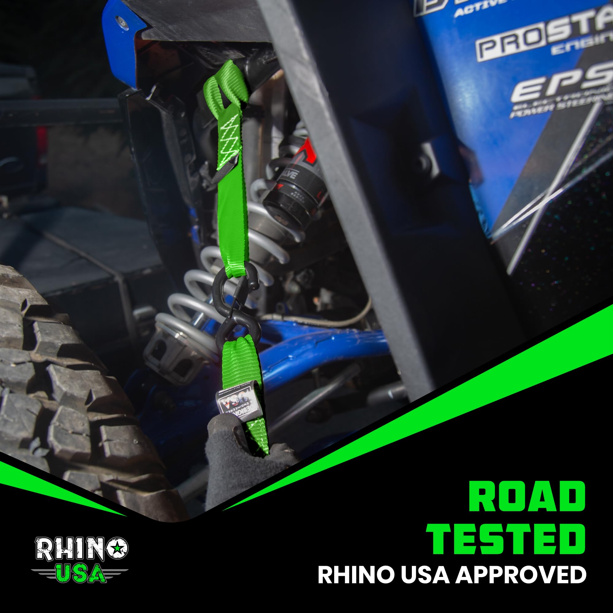 Rhino USA four-pack provides versatile securing options for multiple bikes.