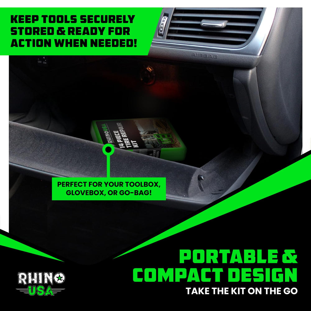 Rhino USA tire lubricant aids smooth plug insertion and sealant distribution.