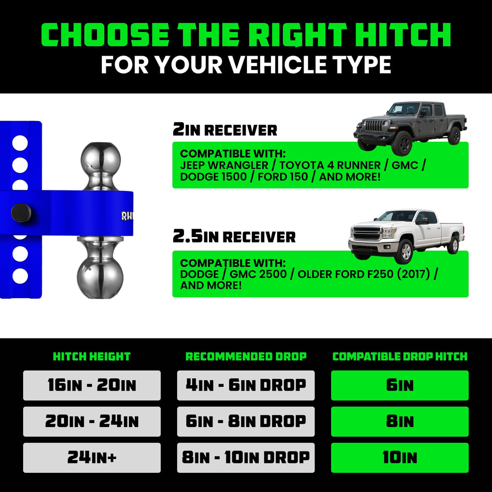 Weatherproof locking pins provide theft protection for the Rhino USA hitch system.