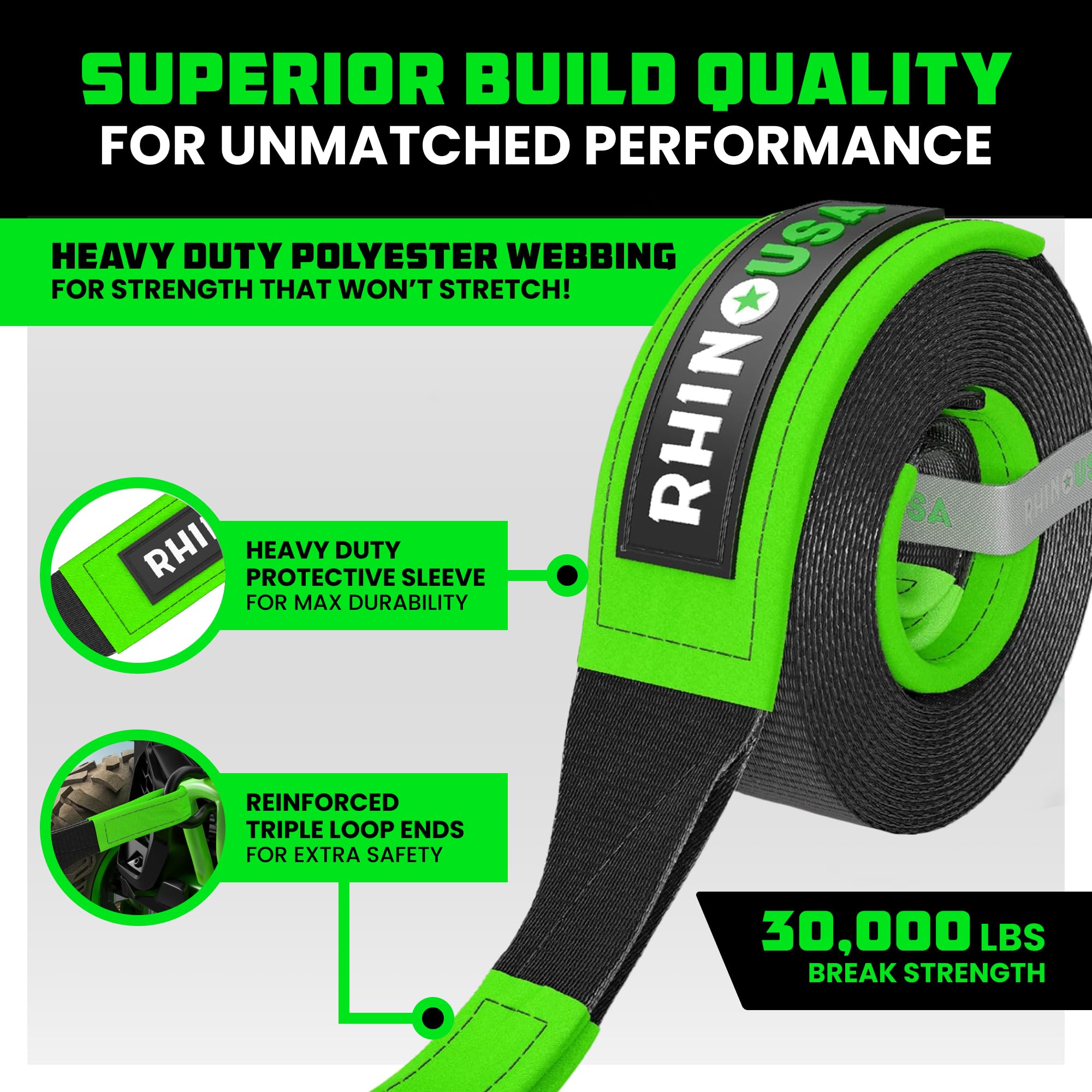 Weather-resistant polyester strap designed for outdoor recovery tasks
