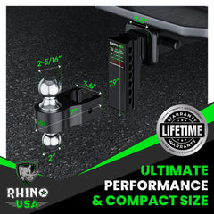 Rhino USA weatherproof locking pins secure the hitch against tampering.