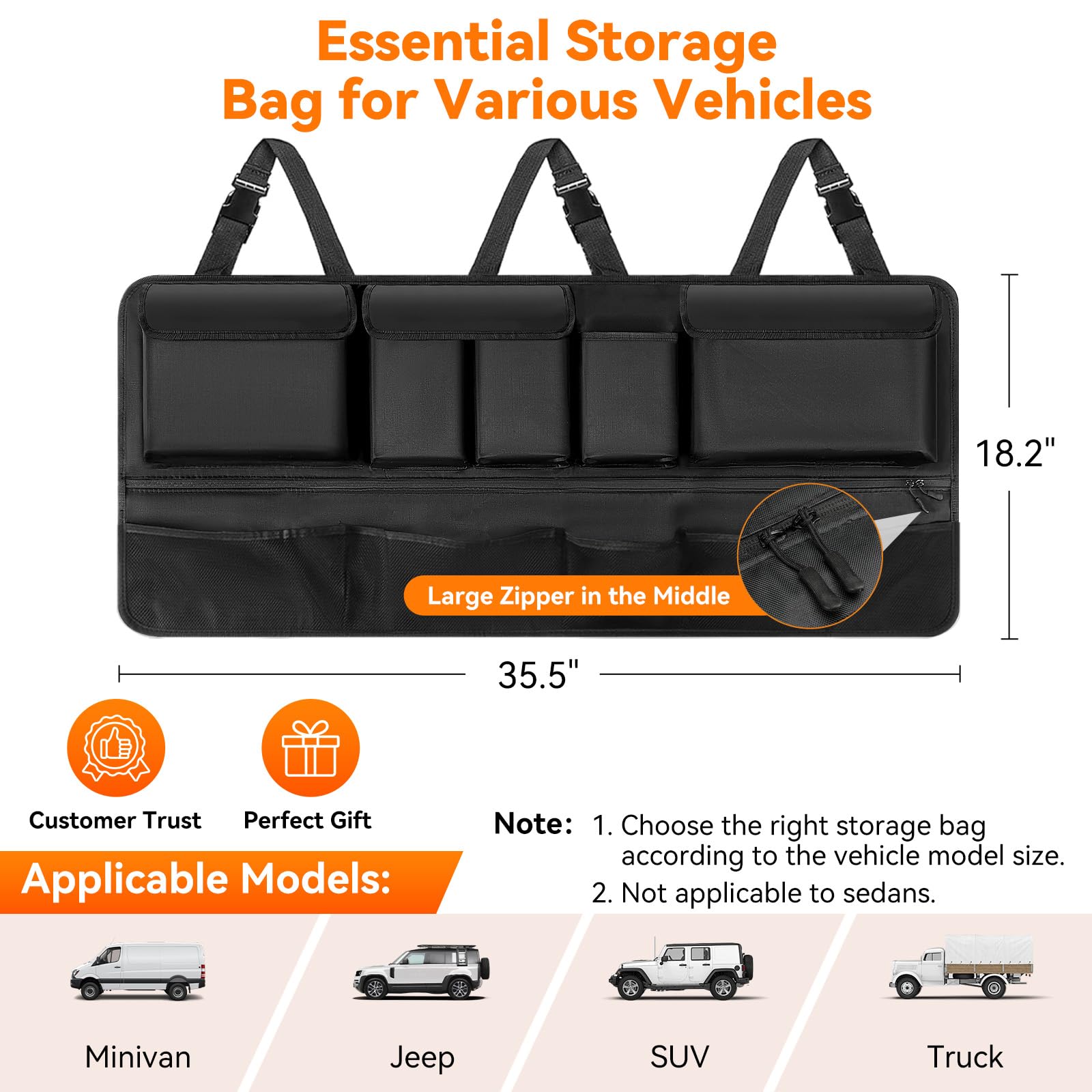 Rhino Valley trunk organizer folds flat for compact storage when not in use