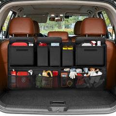 Rhino Valley trunk organizer with top buckles secures items during drives
