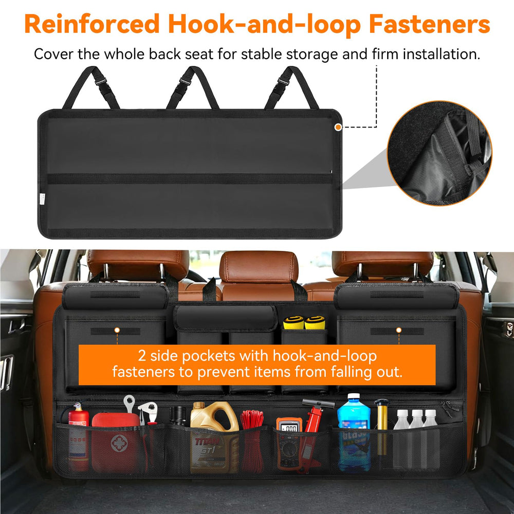 Rhino Valley trunk organizer's middle compartment fits long items like umbrellas