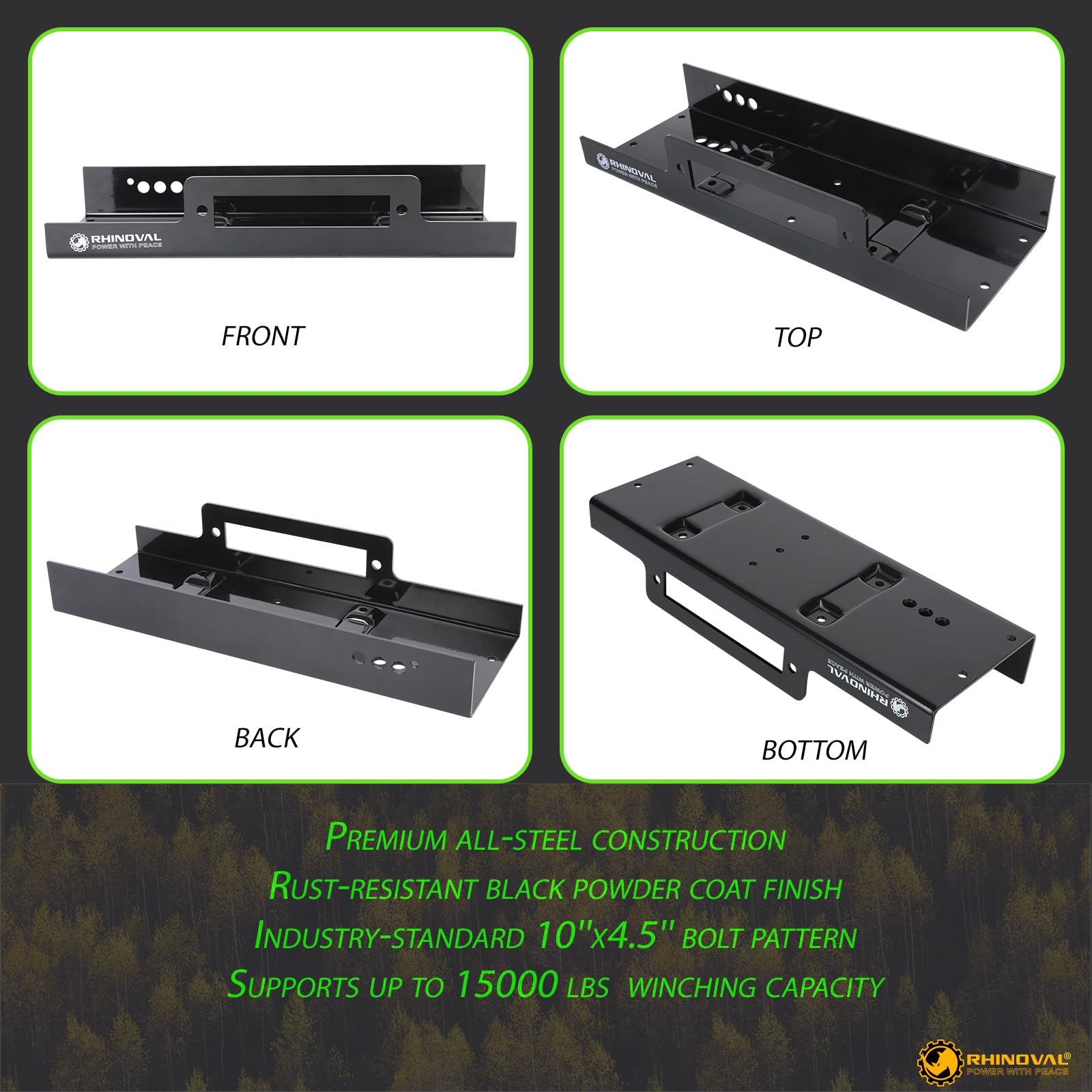 RHINOVAL raised bolt-pattern design ensures solid base contact for strong support.