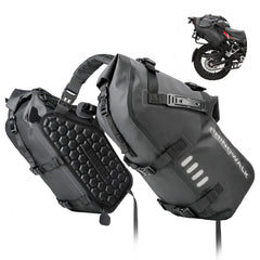 Rhinowalk 28L waterproof saddlebag, closed view showing durability.