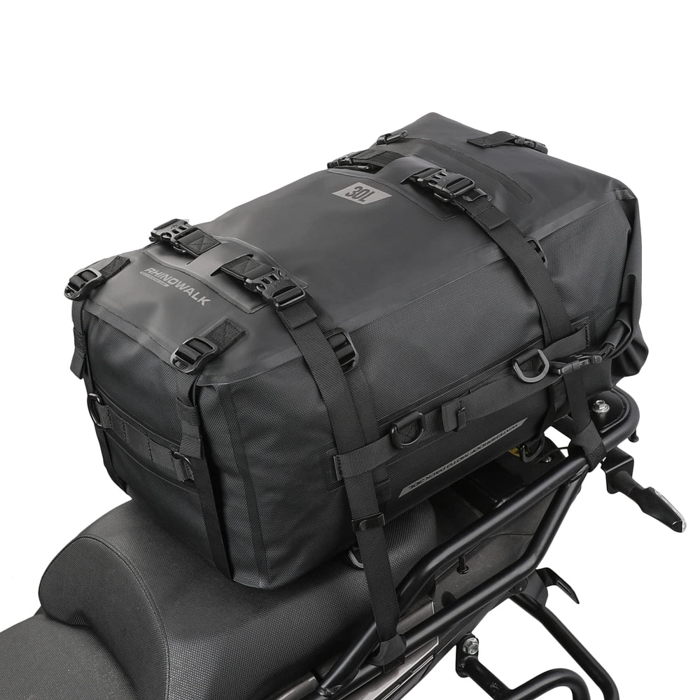 Rhinowalk 30L tail bag open-compartment view for quick access.