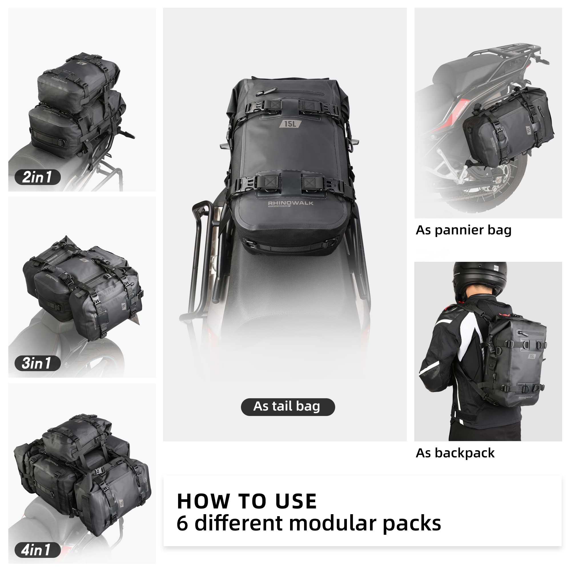 Rhinowalk 3D honeycomb cushioning stabilizes contents during riding.