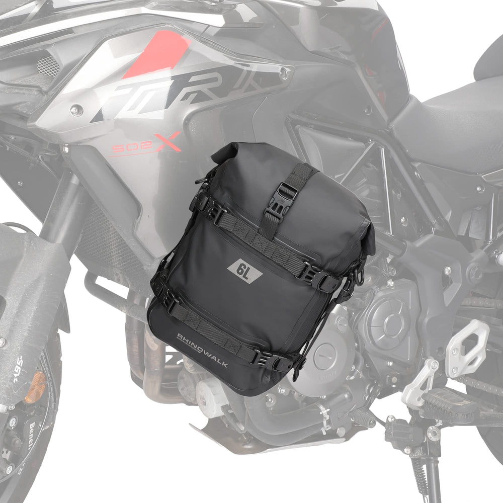 Rhinowalk 6L crash bar bag mounted on motorcycle for extra storage