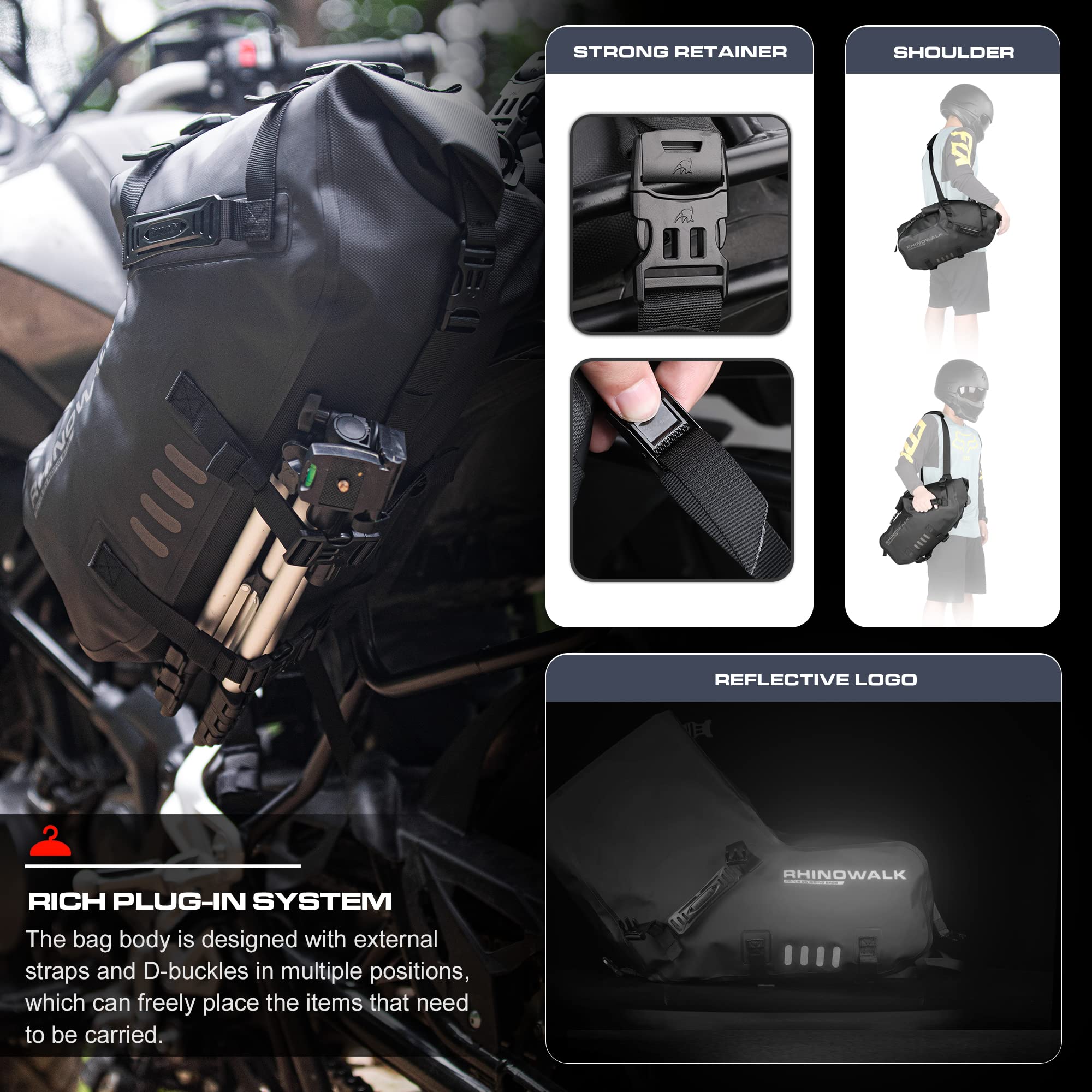 Rhinowalk reflective logo enhances night safety.