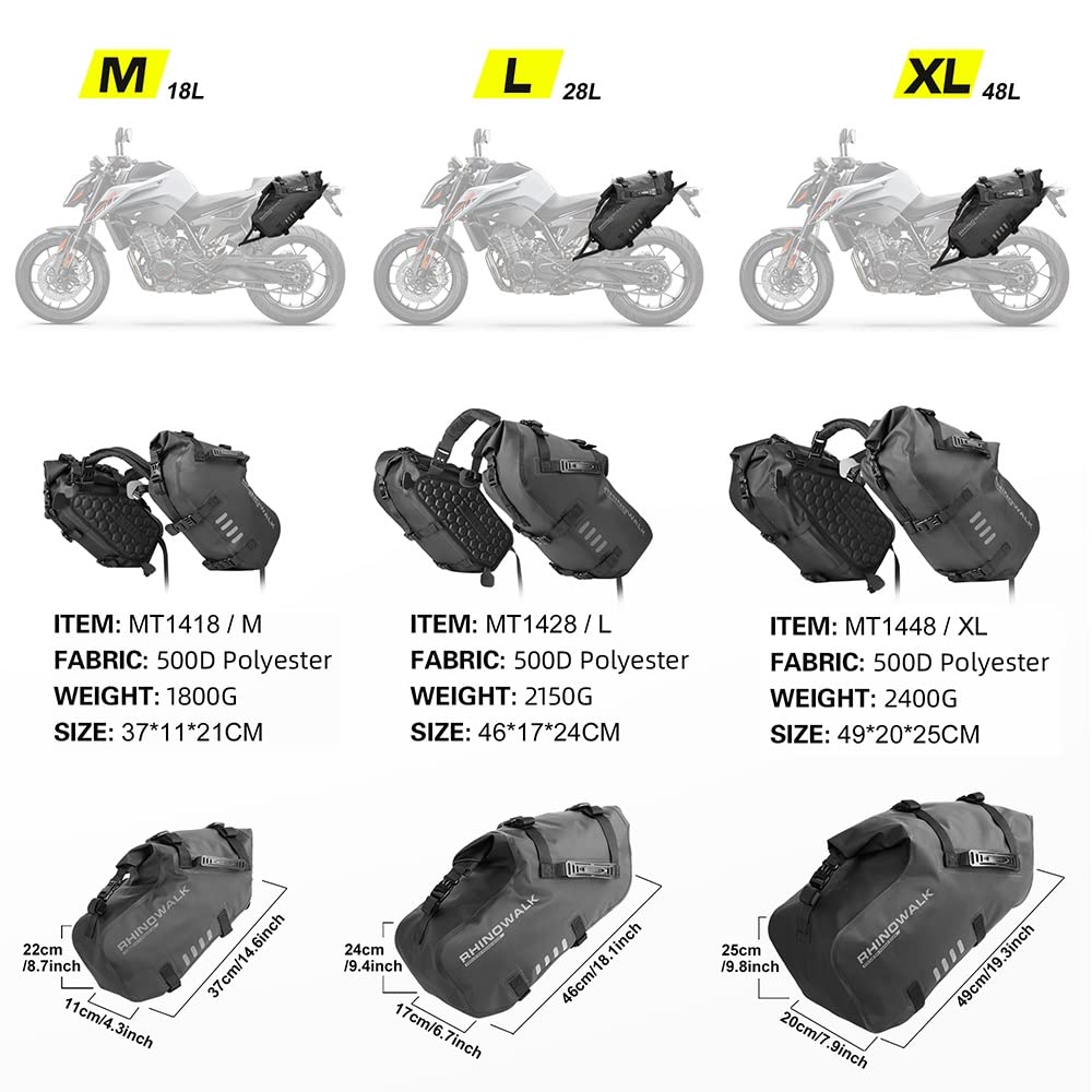 Rhinowalk saddlebags 48L side pocket open for organization