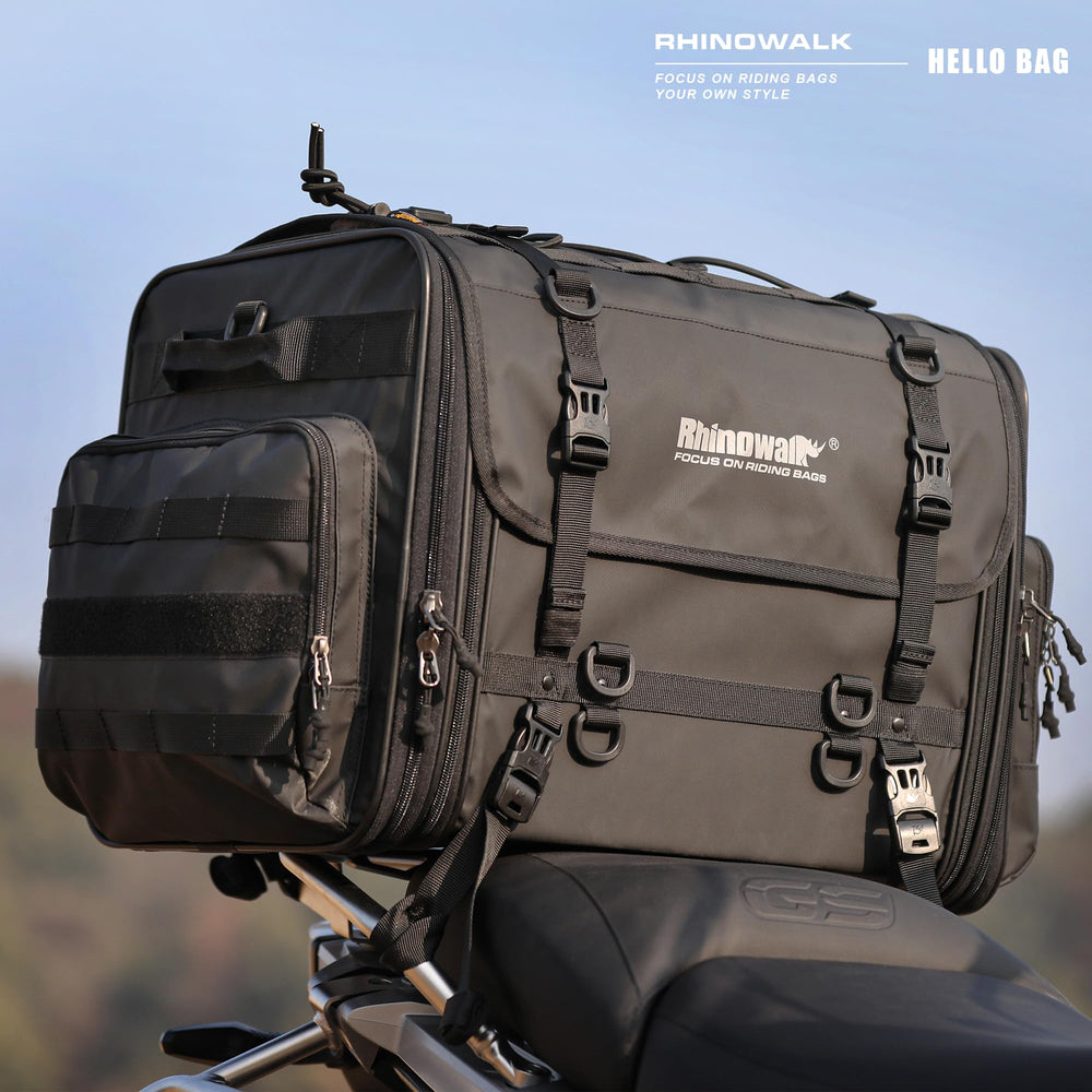 Rhinowalk tail bag folds into compact storage after trips