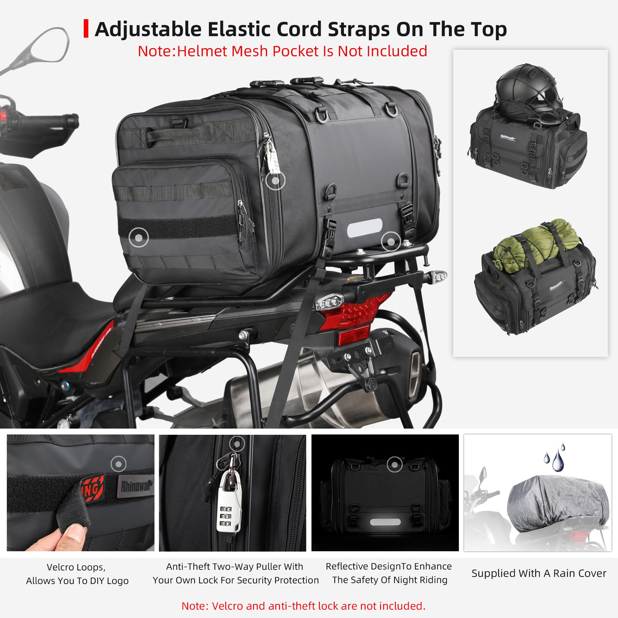 Rhinowalk tail bag with reflective logos enhances night visibility