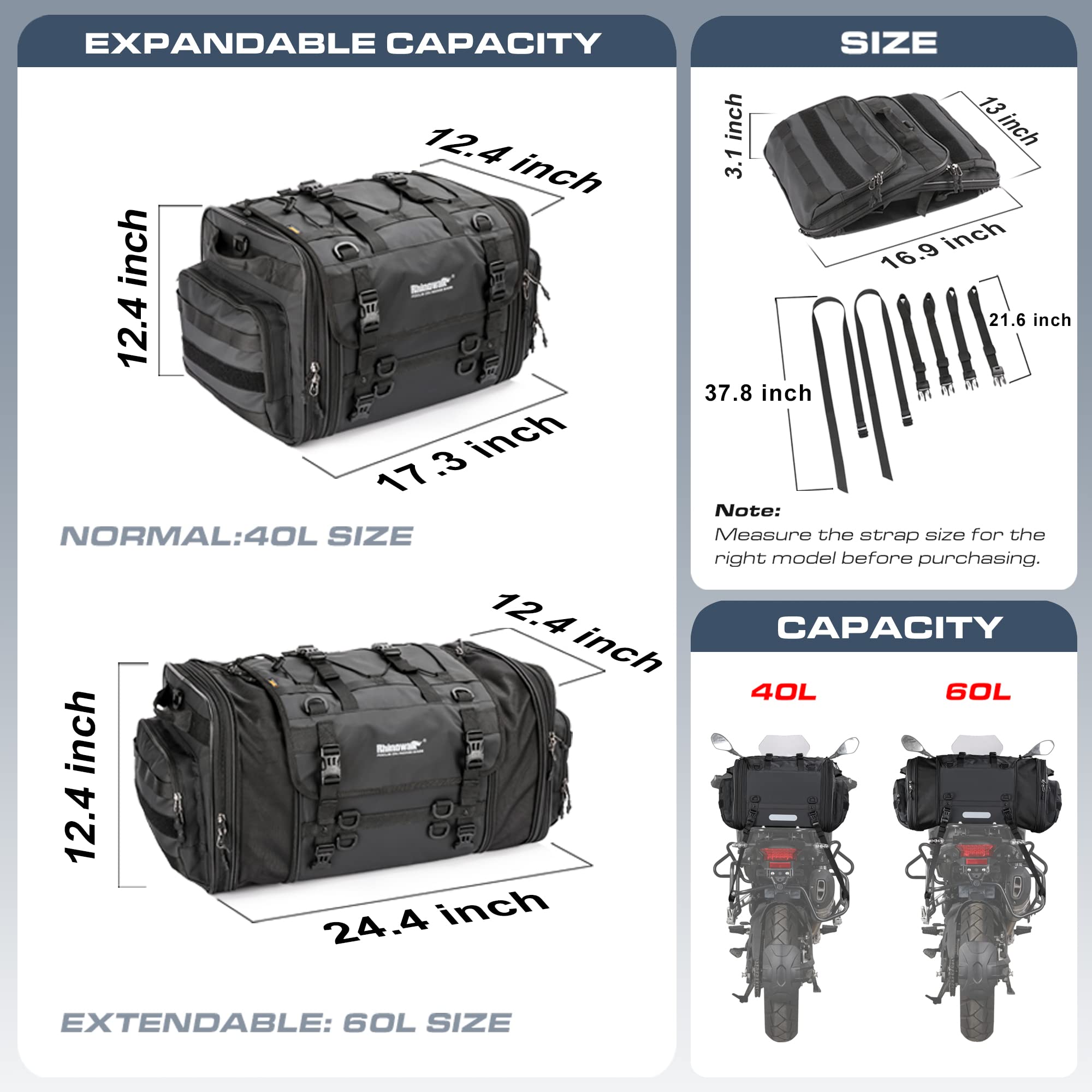Rhinowalk tail bag top elastic band keeps items secure