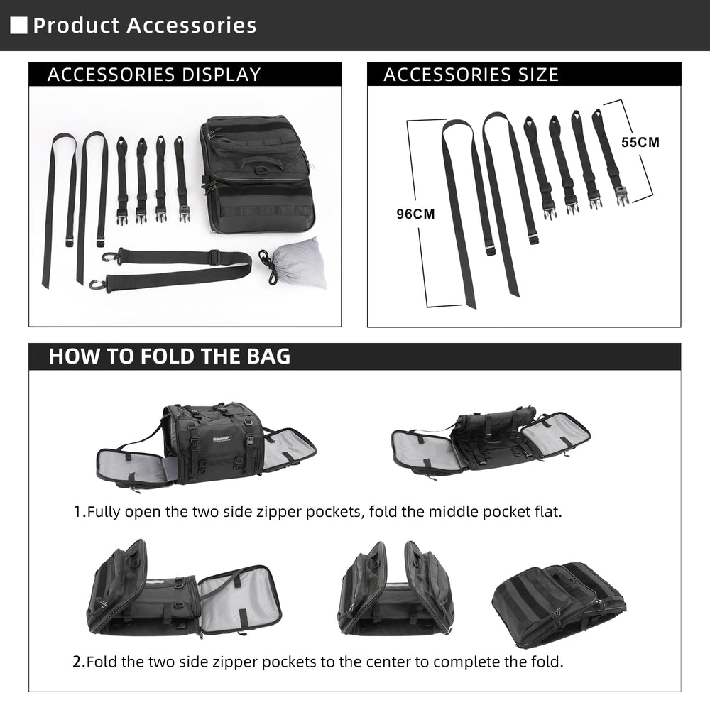 Rhinowalk tail bag with waterproof inner bag protects gear in rain