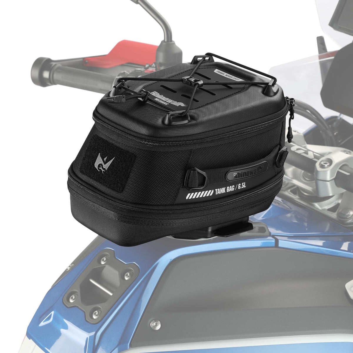 Rhinowalk tank bag 5L-6.5L magnetic closure for quick on-bike access.
