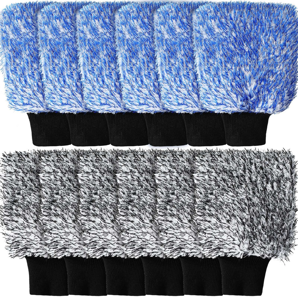 Riakrum dual-color car wash mitts with soft microfiber for scratch-free cleaning.