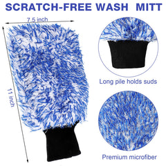 Soft, dense microfiber detail on Riakrum mitts for deep cleaning.