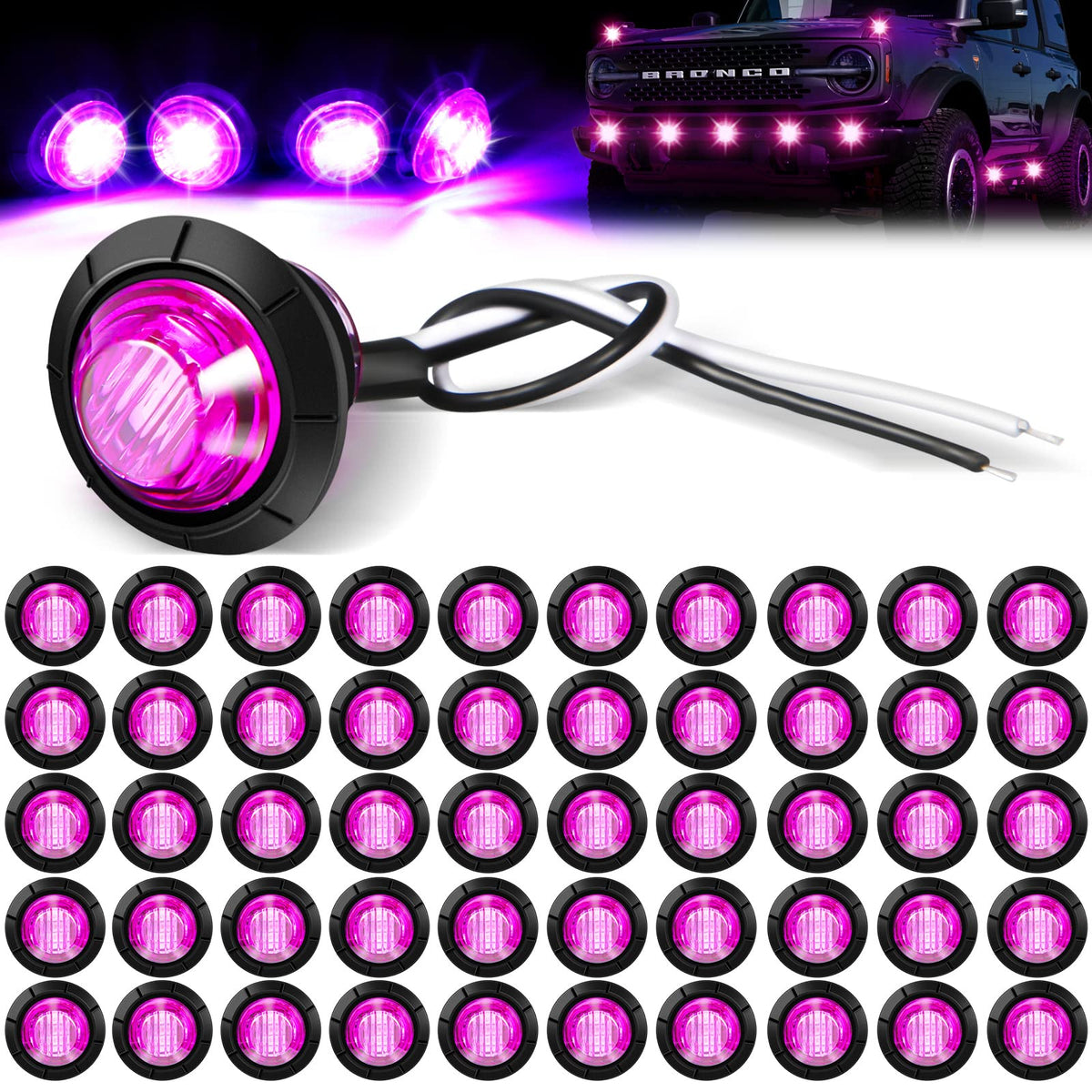 Riakrum 3/4 round trailer light for front use, 12V LED with clear signaling.
