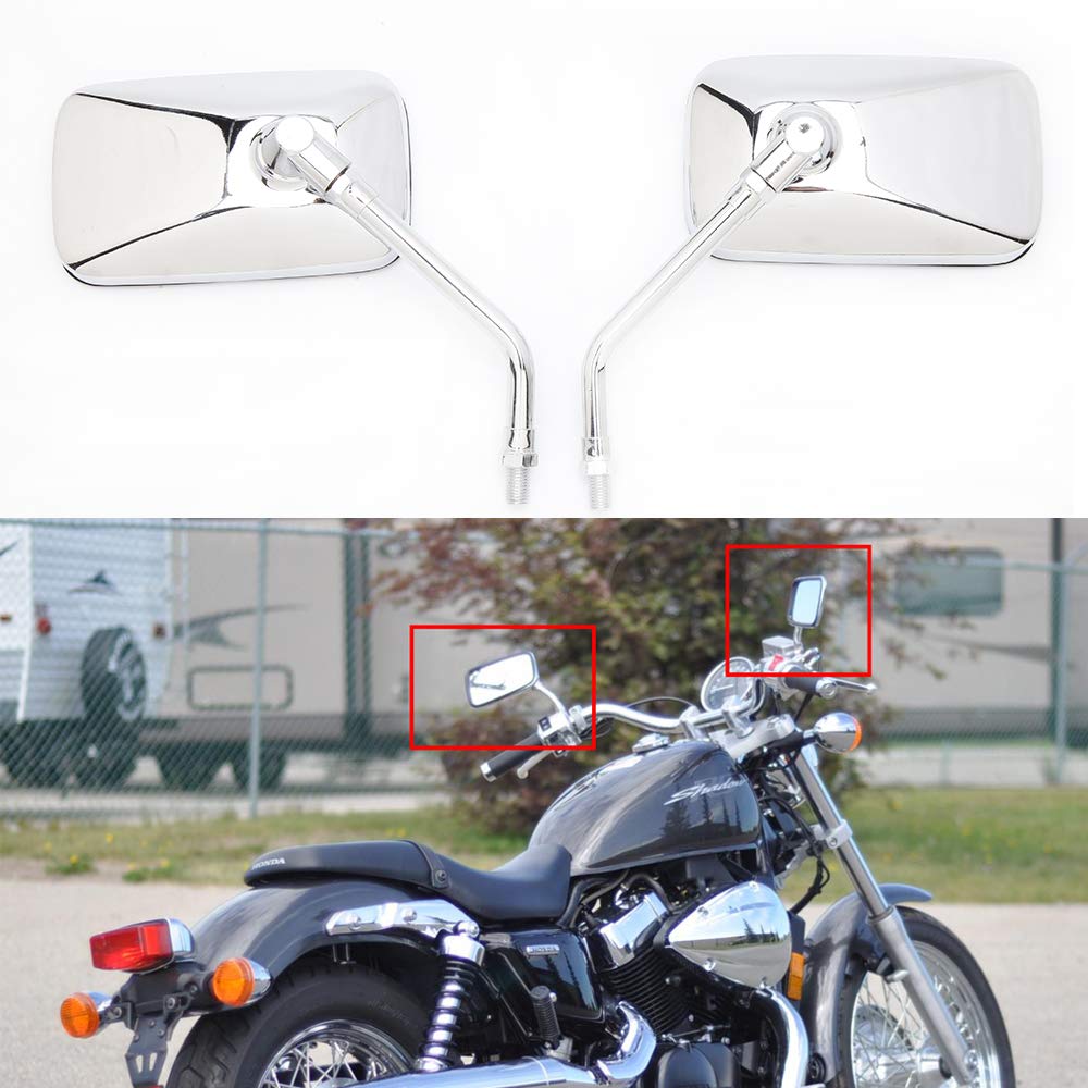 Rich Choices 10mm chrome mirror housing provides clear rear view for safer riding