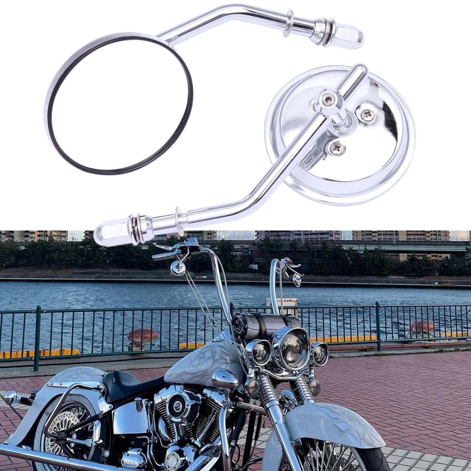 Rich Choices chrome round mirror left view for Harley, enhancing rear visibility
