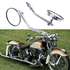 Rich Choices chrome round Harley mirror front view with broad visibility