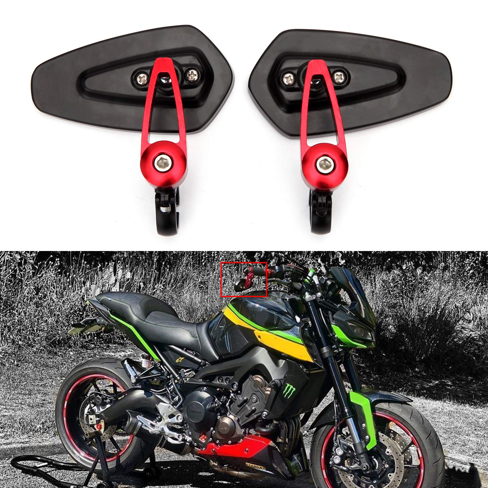 Rich Choices mirror on a sport motorcycle for improved visibility