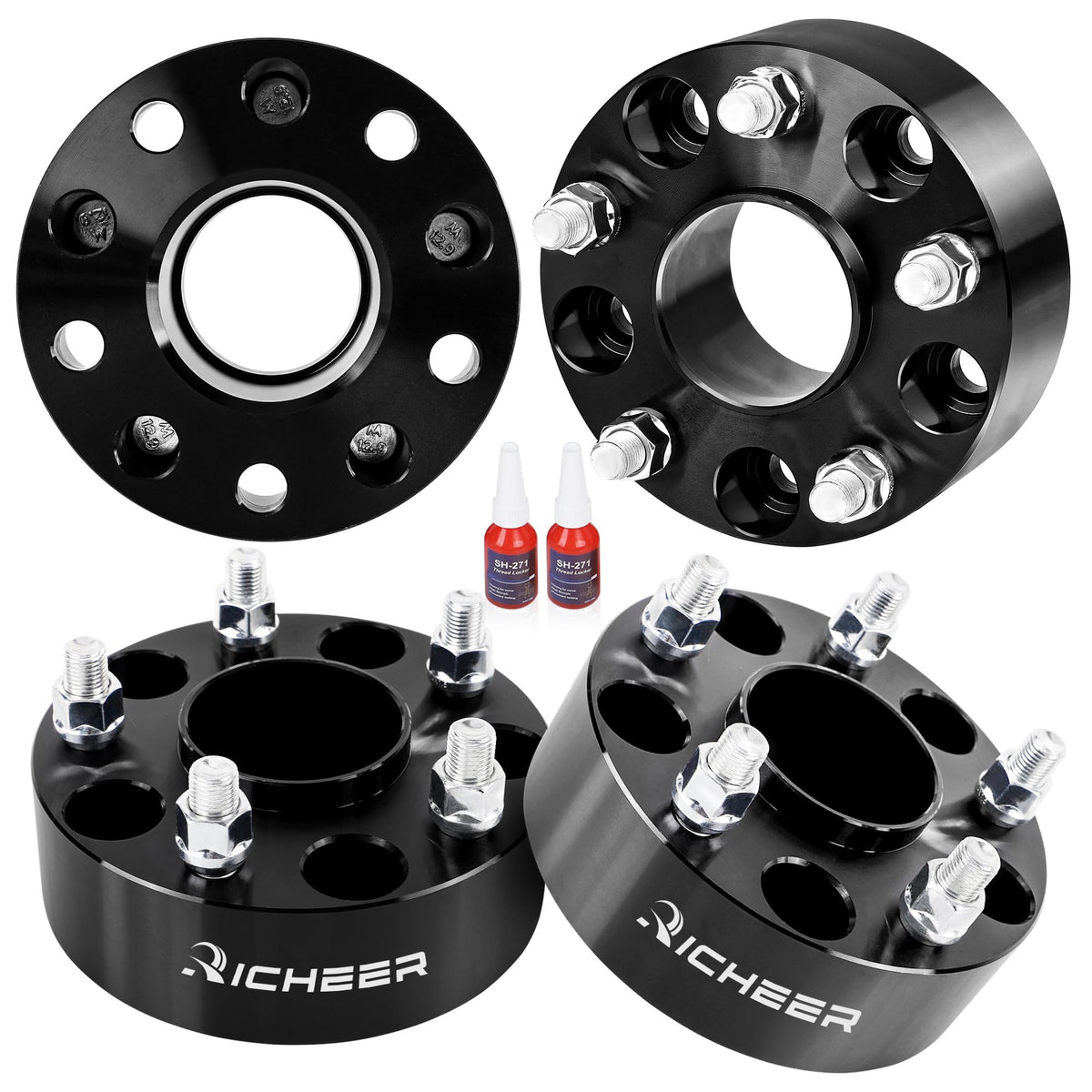 Richeer 2in spacers kit with 5x5 pattern for Wrangler and Grand Cherokee enhances stability.