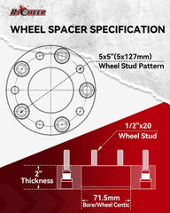 Richeer 2in spacer with exposed studs for secure mounting