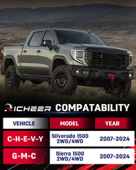 Richeer rear 2-inch lift raises the rear stance on Silverado 1500.